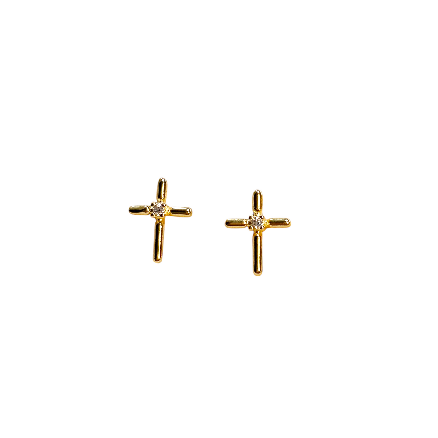 11mm Cross Stud 18K Gold Filled Earrings
