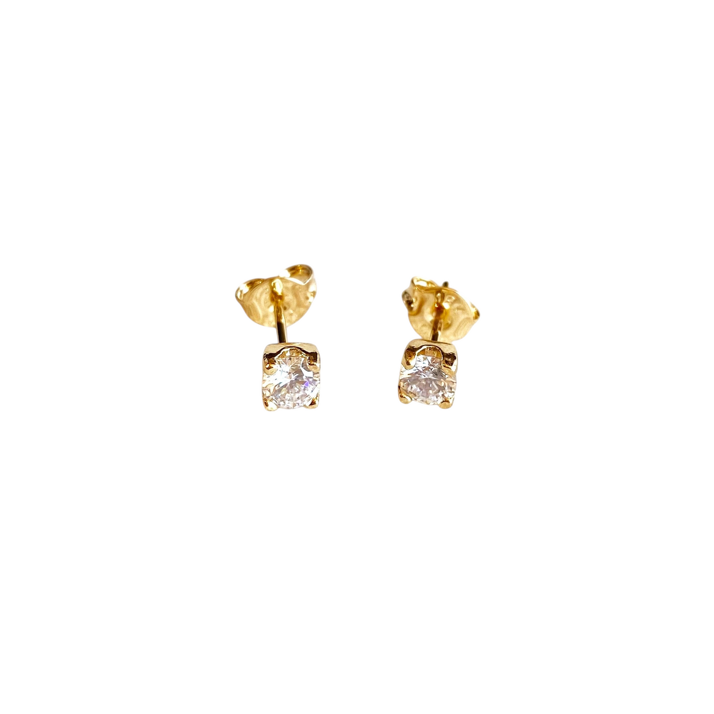 4mm CZ Stud 18k Gold Filled Earrings