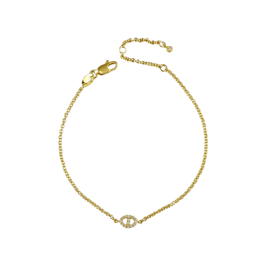 Pavé CZ Mariner Link 18k Gold Filled Bracelet