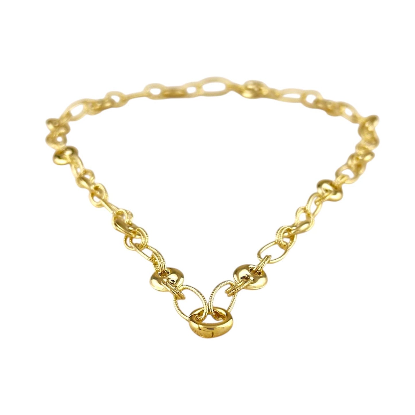 Mariner Oval Mix Link Chain With Snap Clasp 18k Gold Filled Necklace