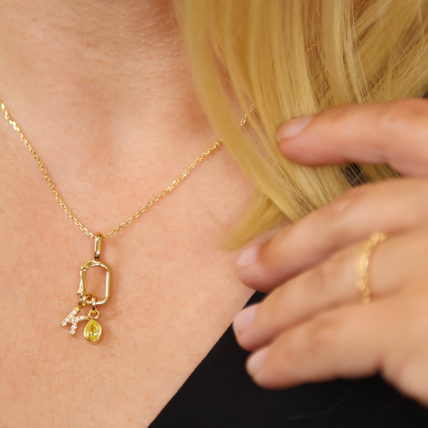 18k Gold Filled Birthstone Bezel Drop Charm