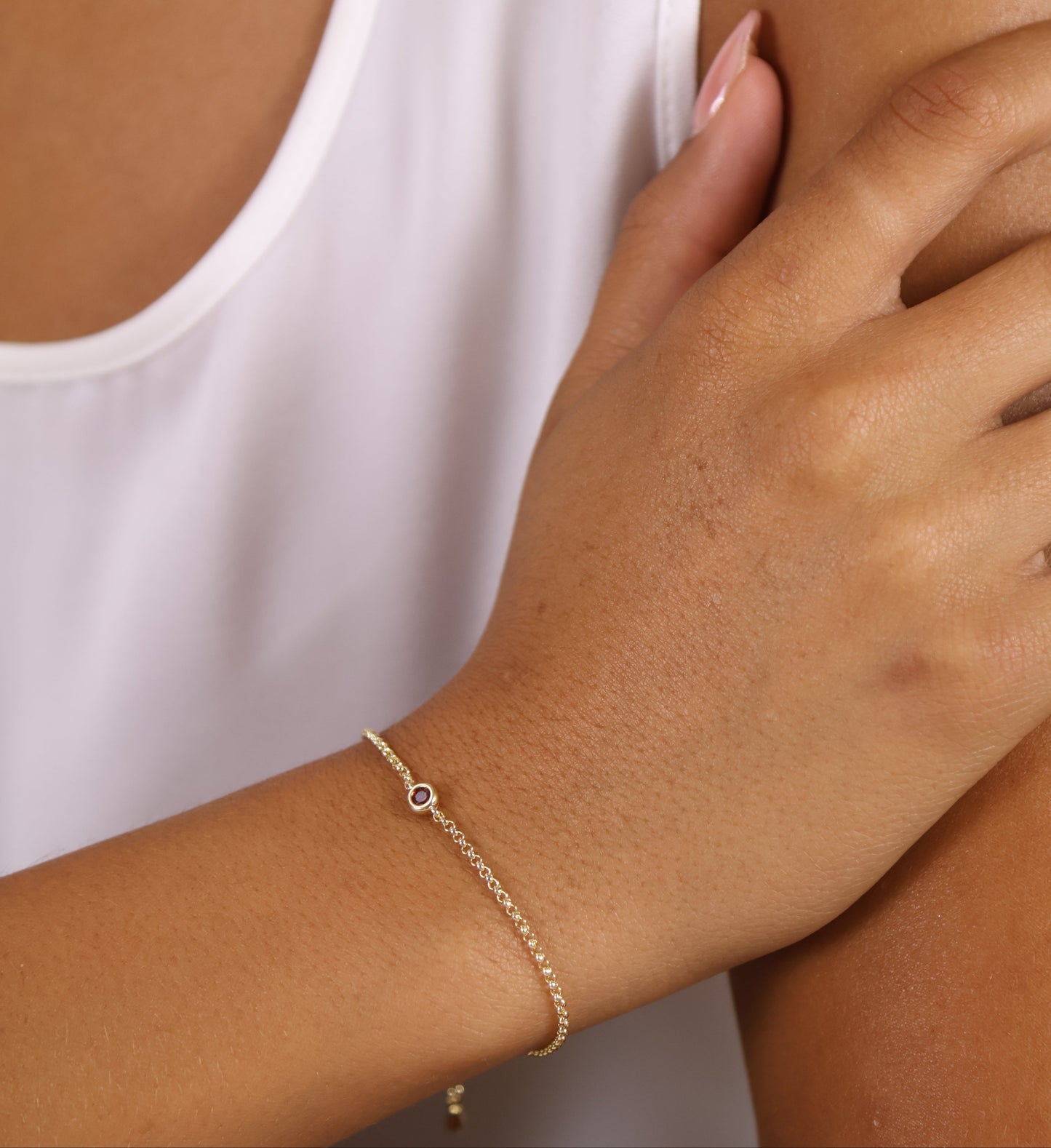 CZ Birthstone 18k Gold Filled Chain Bracelet