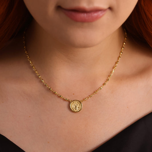 Saint Benedict Medal Bead-Chain 18k Gold Filled Necklace