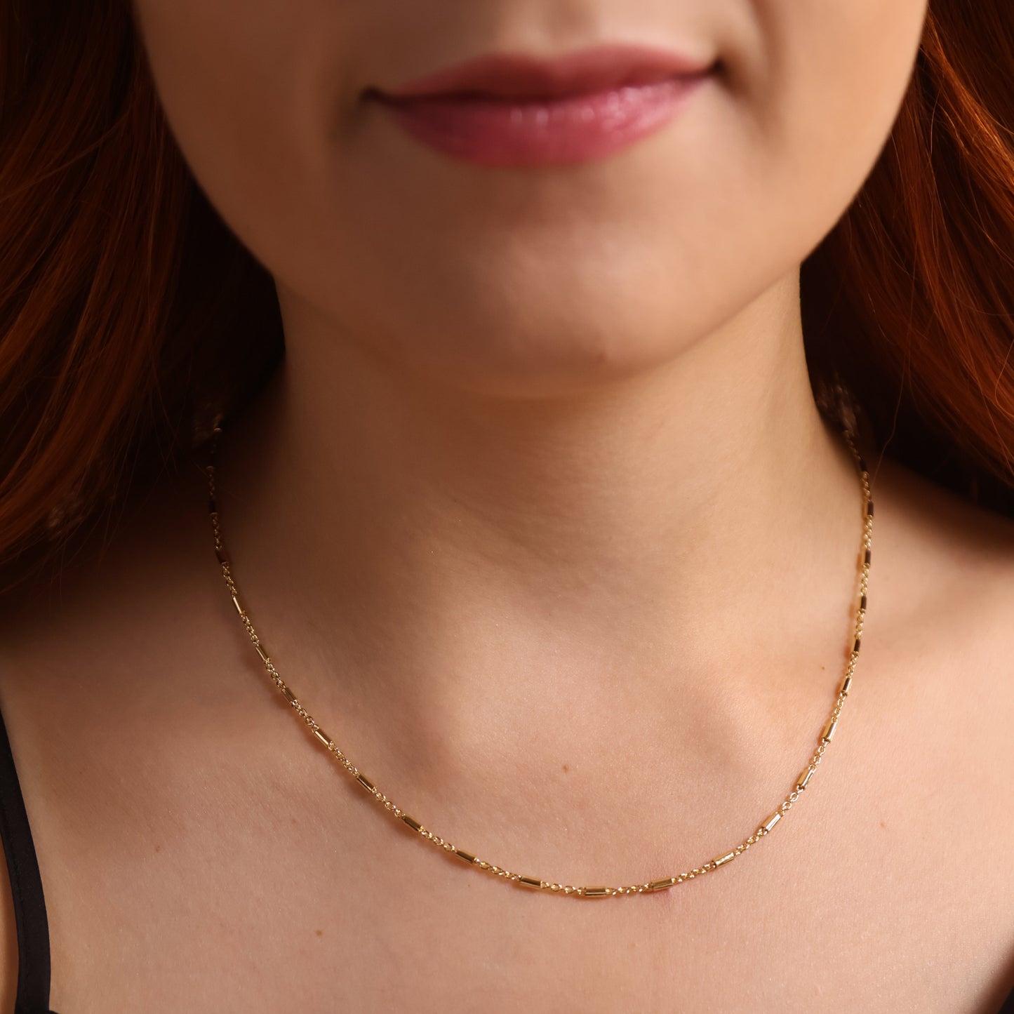 Tube Link Chain 18K Gold Filled Necklace