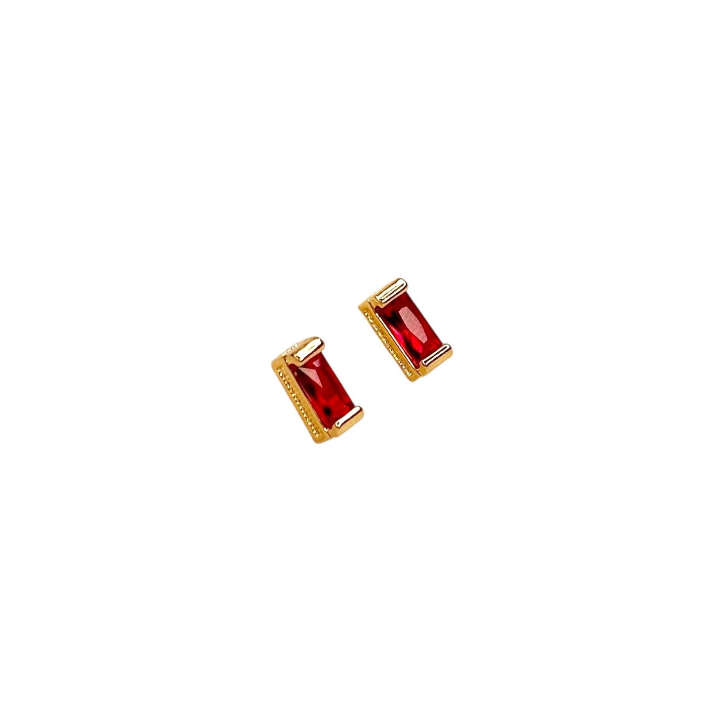 10x3mm Rectangular Birthstone Stud 18k Gold Filled Earrings