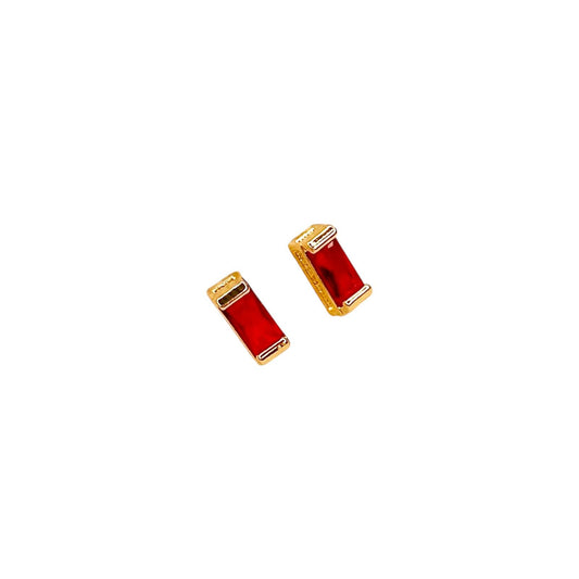 10x3mm Rectangular Birthstone Stud 18k Gold Filled Earrings