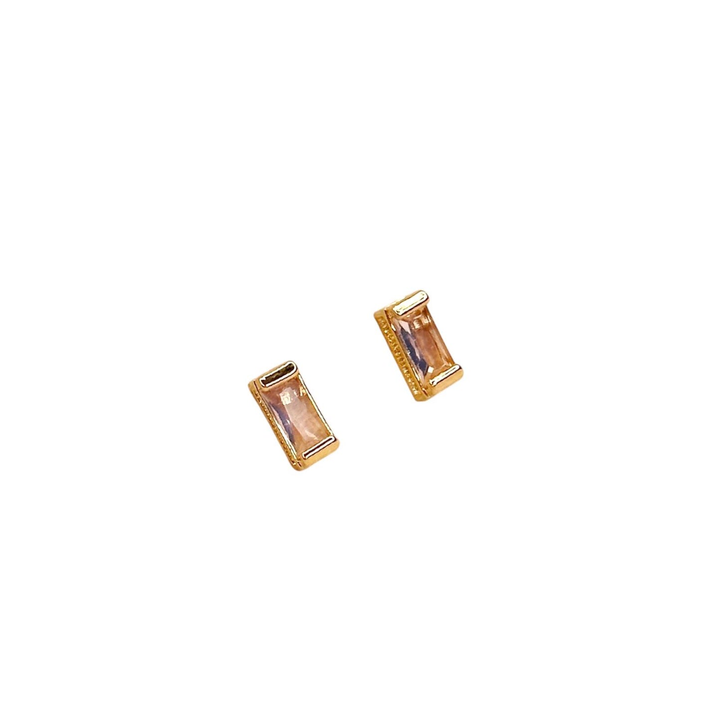 10x3mm Rectangular Birthstone Stud 18k Gold Filled Earrings