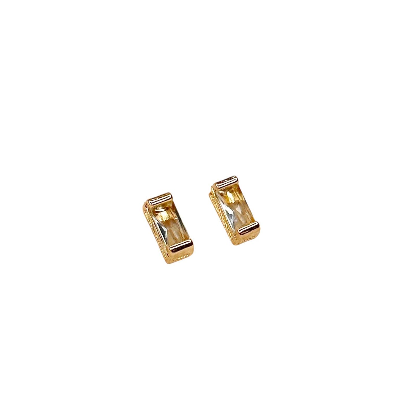 10x3mm Rectangular Birthstone Stud 18k Gold Filled Earrings