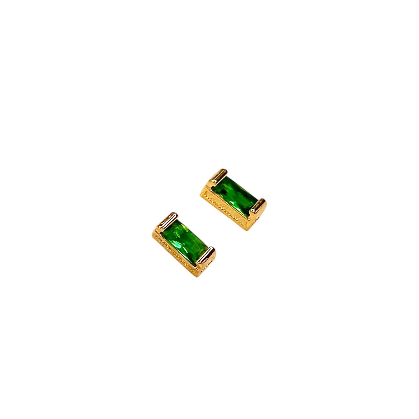 10x3mm Rectangular Birthstone Stud 18k Gold Filled Earrings