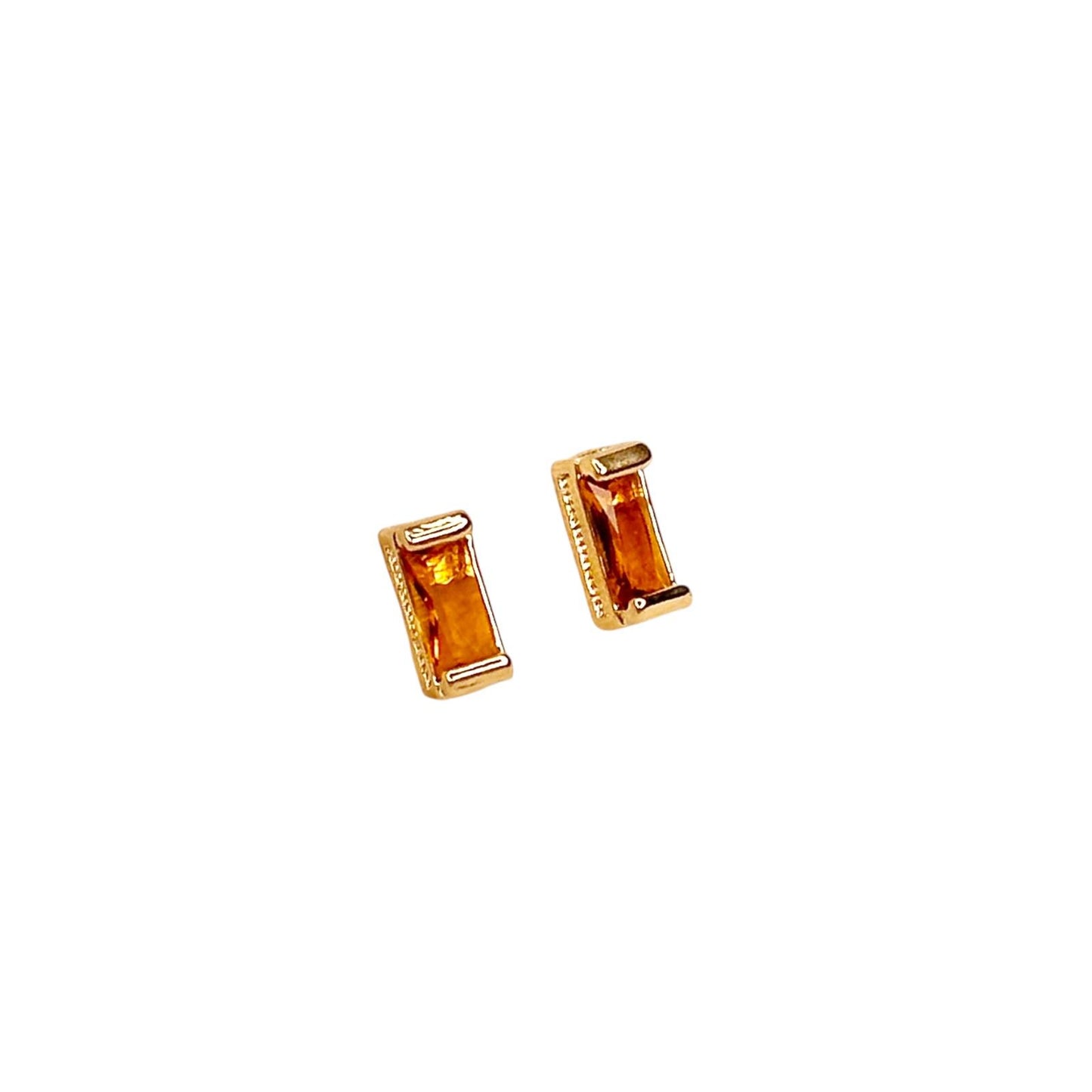 10x3mm Rectangular Birthstone Stud 18k Gold Filled Earrings