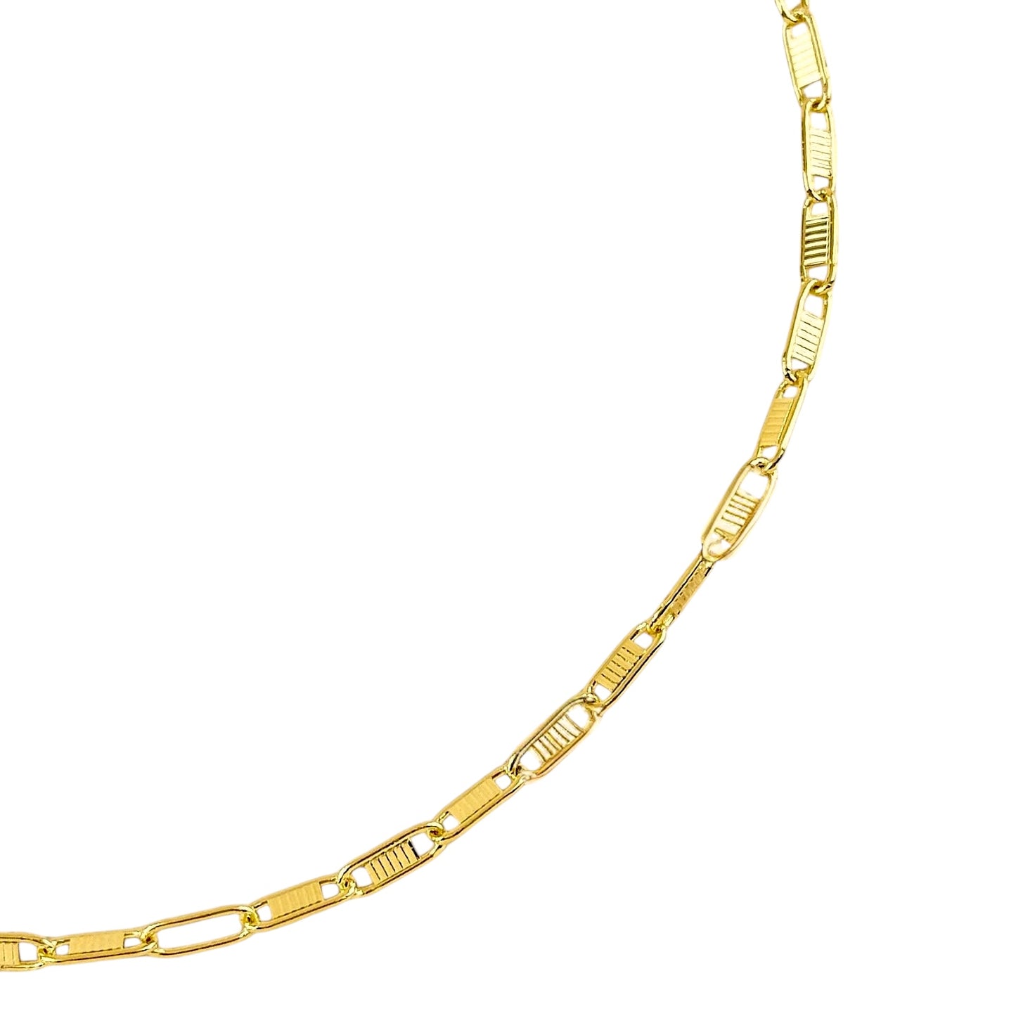 Textured Plate Link Chain 18k Gold Filled Necklace