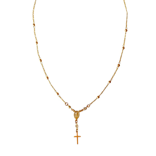 Lady of Grace Rosary Ball Link Chain 18K Gold Filled Necklace