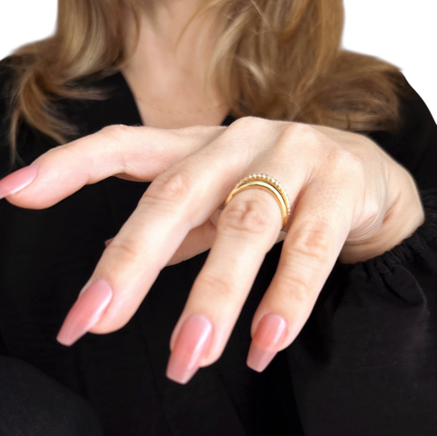 Stackable CZ Wave 18K Gold Filled Ring