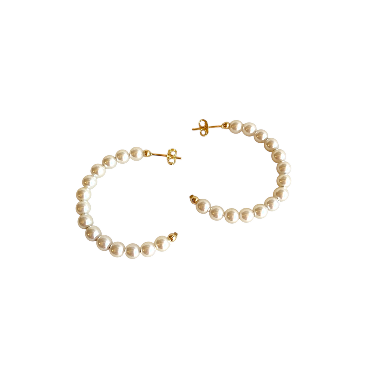 35mm Pearl Open Hoop 18k Gold Filled Earrings
