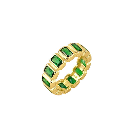 Emerald Green CZ All-Around Band 18k Gold Filled Ring