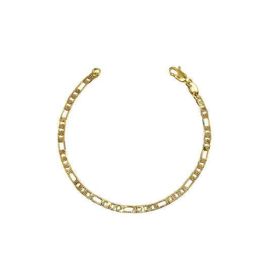 Textured Figaro Design 18k Gold Filled Bracelet