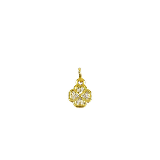 12mm CZ Lucky Clover 18k Gold Filled Pendant