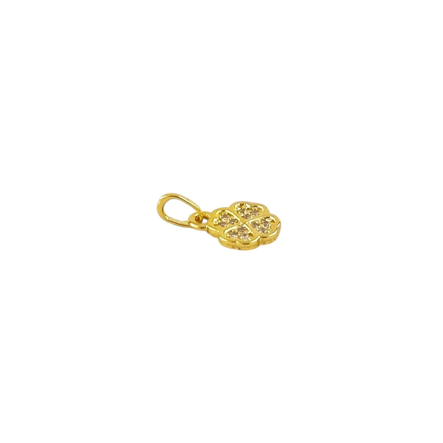 12mm CZ Lucky Clover 18k Gold Filled Pendant