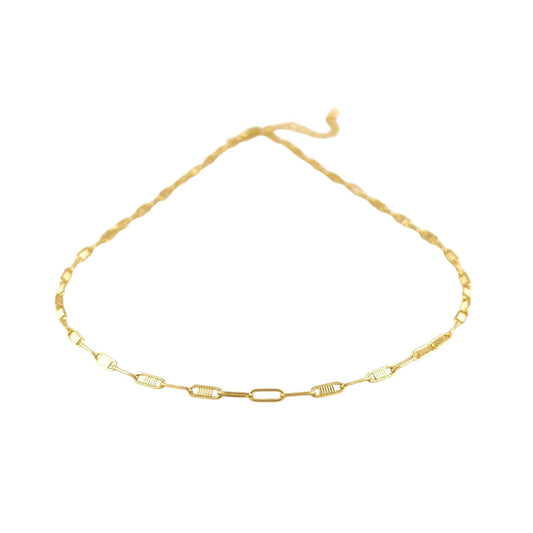 Textured Plate Link Chain 18k Gold Filled Necklace