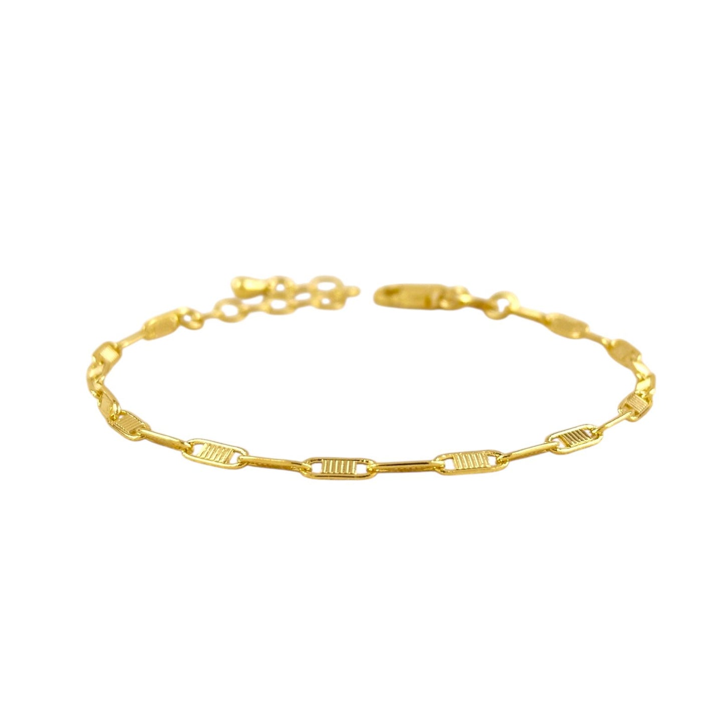 Textured Plate Link Chain 18K Gold Filled Bracelet