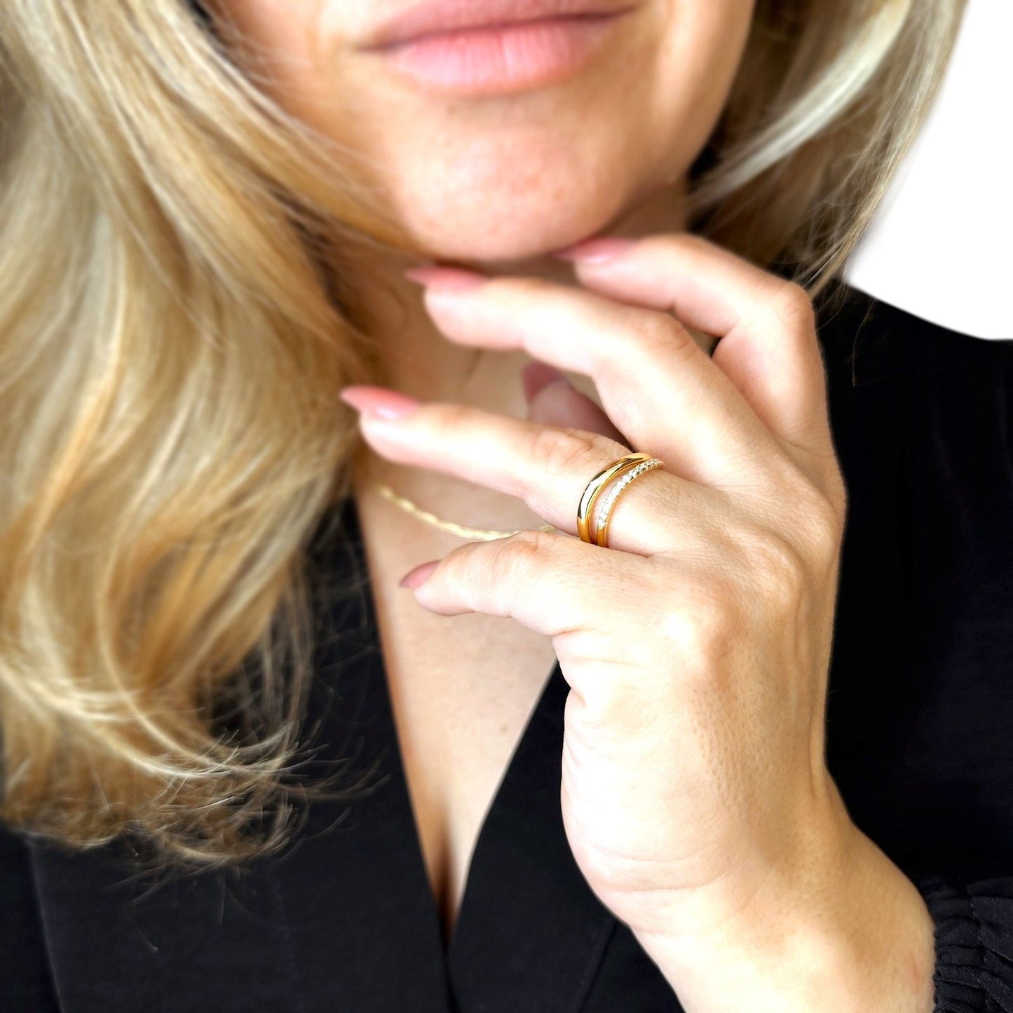 Stackable CZ Wave 18K Gold Filled Ring