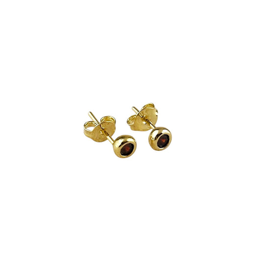 4mm Round Birthstone Stud 18K Gold Filled Earrings