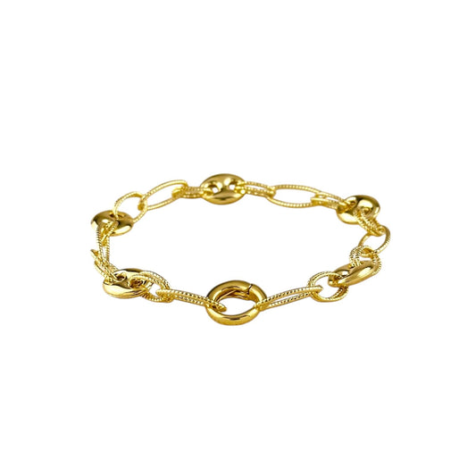 Mariner Oval Mix Link Chain With Snap Clasp 18K Gold Filled Bracelet
