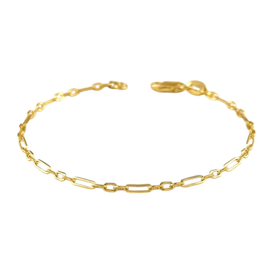 2.1mm 3x1 Paperclip Link Chain 18k Gold Filled Bracelet