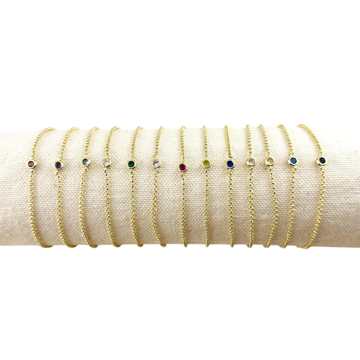 CZ Birthstone 18k Gold Filled Chain Bracelet
