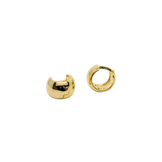 10mm Wide Huggie Hoop 18k Gold Filled Earrings