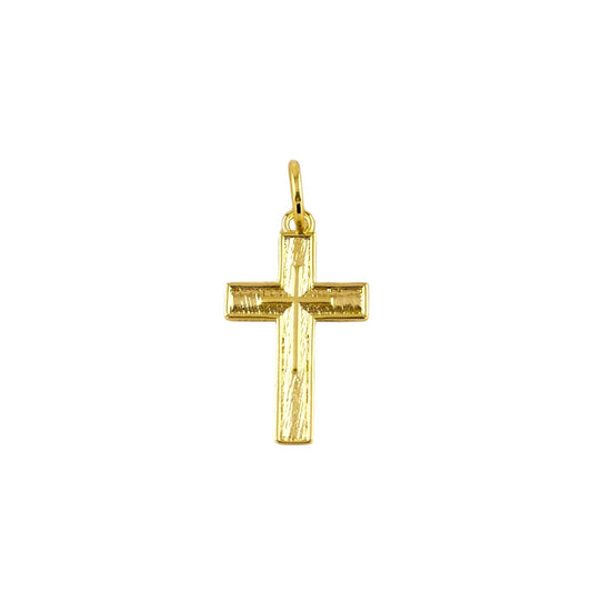 28mm Textured Cross 18k Gold Filled Pendant