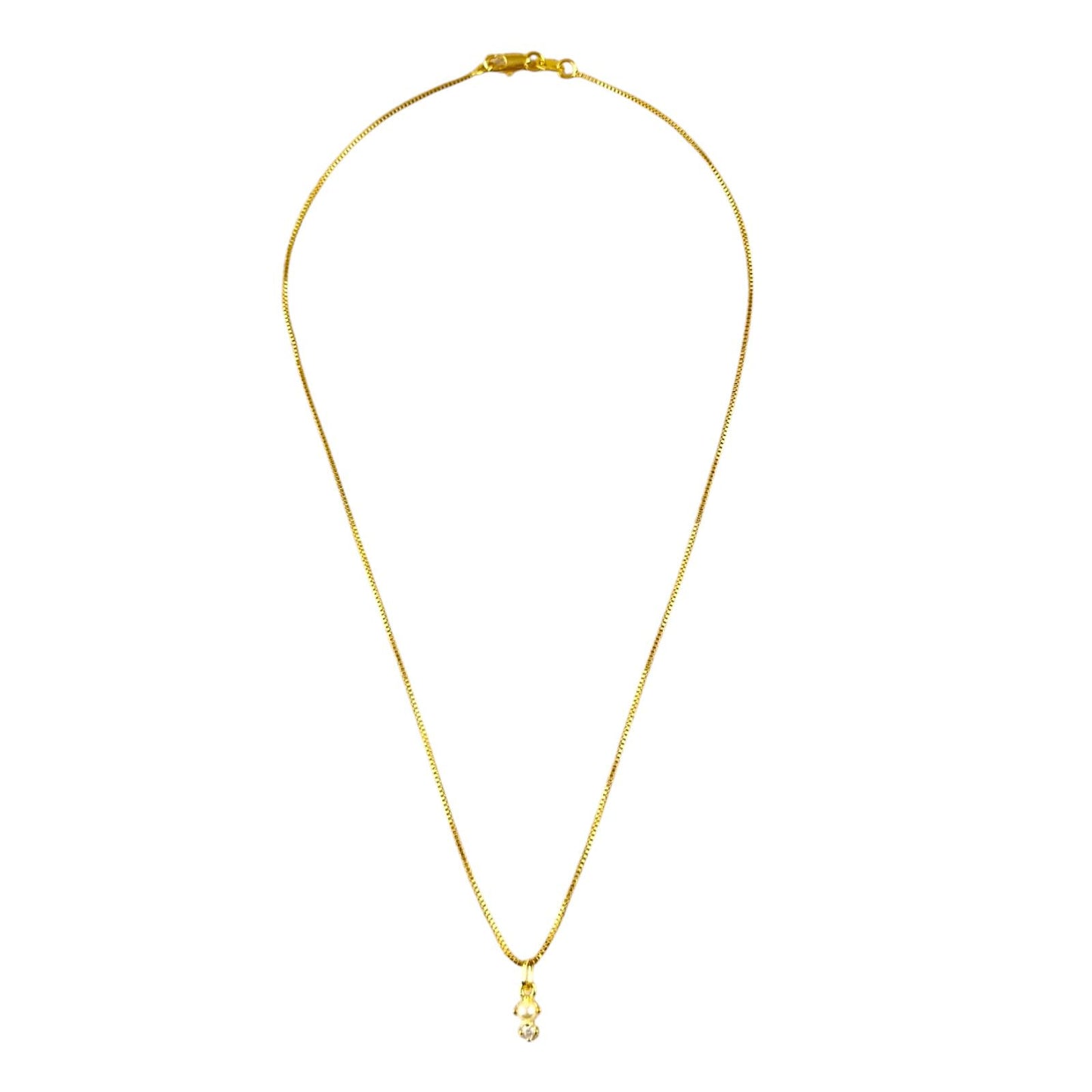Pearl and Crystal 18K Gold Filled Pendant Necklace