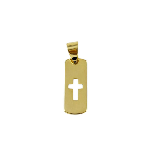 30mm Cross Cutout Plate 18K Gold Filled Pendant