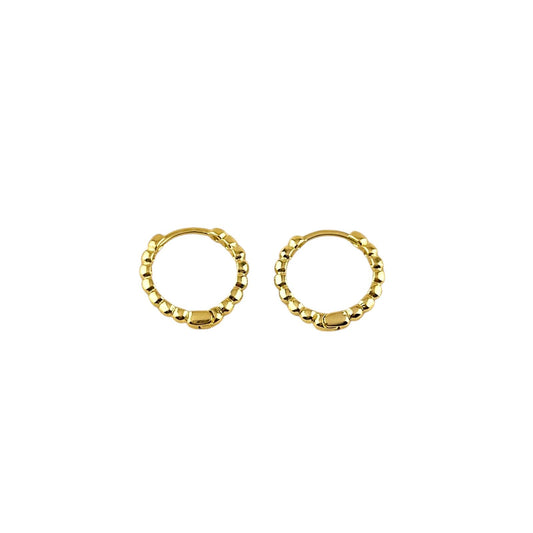 Beaded Huggie Hoop 18K Gold Filled Earrings