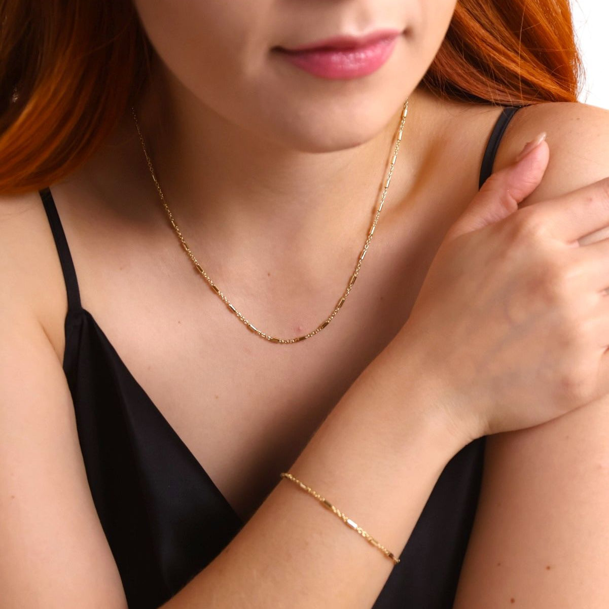 Tube Link Chain 18K Gold Filled Necklace