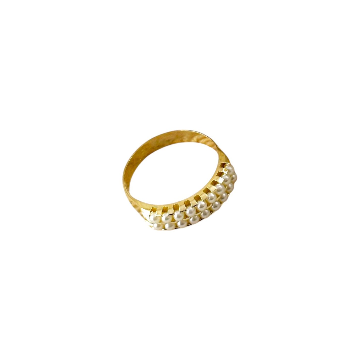 Double Row of Pearls Band 18k Gold Filled Ring
