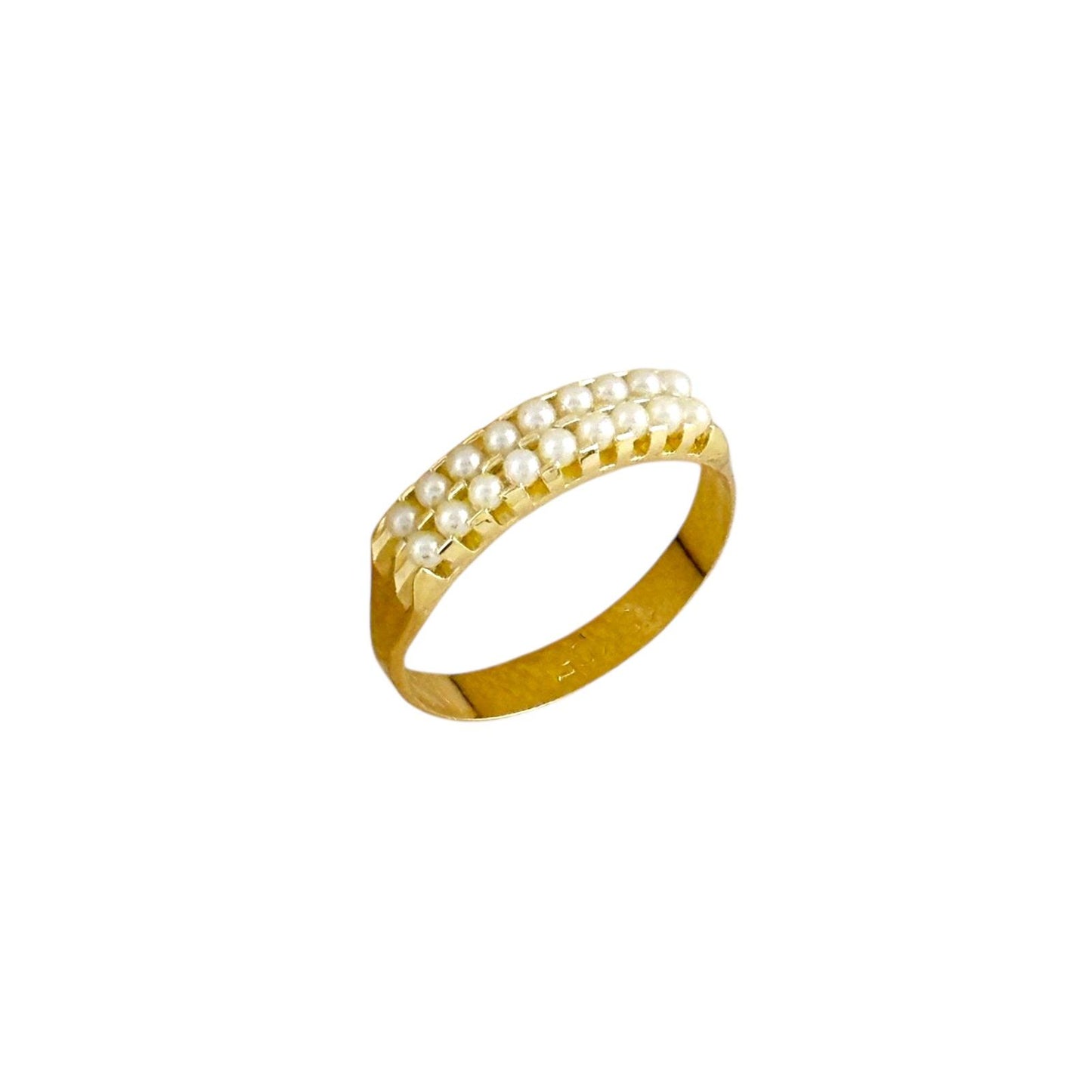 Double Row of Pearls Band 18k Gold Filled Ring