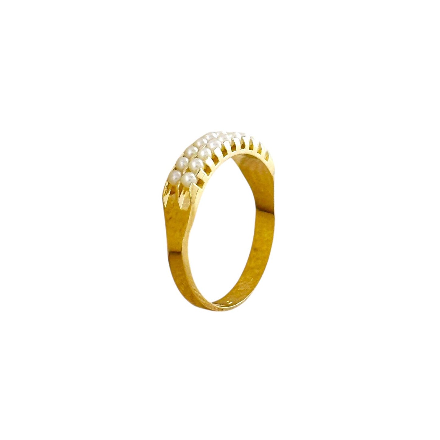 Double Row of Pearls Band 18k Gold Filled Ring