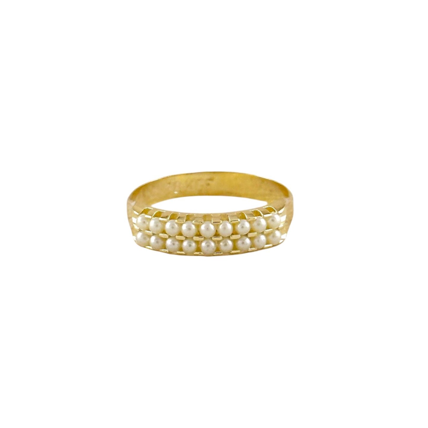 Double Row of Pearls Band 18k Gold Filled Ring