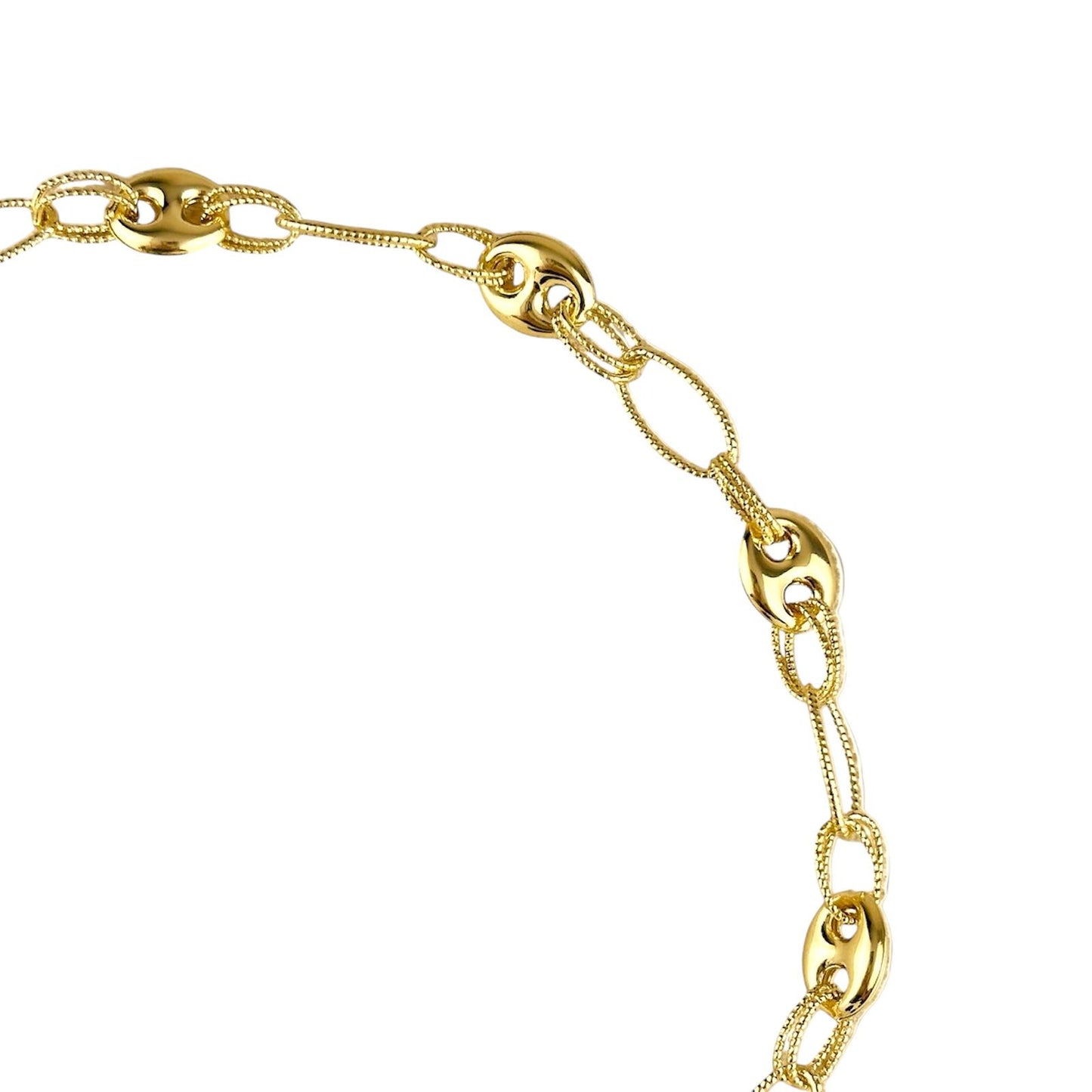Mariner Oval Mix Link Chain With Snap Clasp 18k Gold Filled Necklace