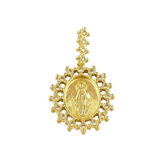 44mm Victorian Lady of Grace Double Sided Medal 18k Gold Filled Pendant