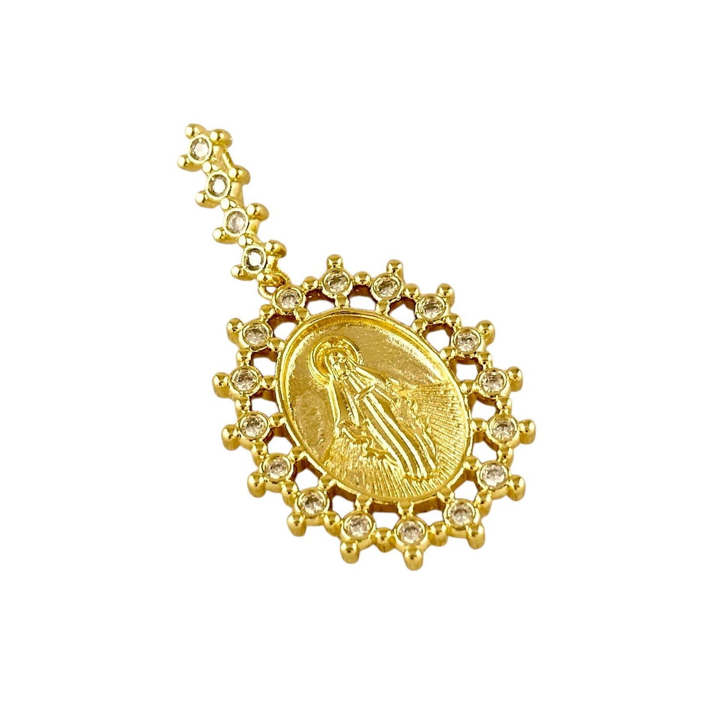 44mm Victorian Lady of Grace Double Sided Medal 18k Gold Filled Pendant