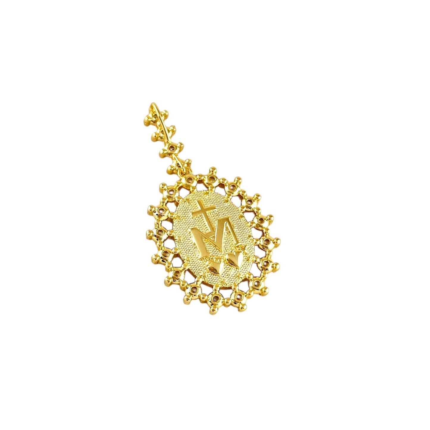 44mm Victorian Lady of Grace Double Sided Medal 18k Gold Filled Pendant