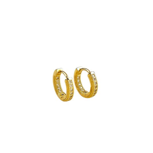 Inside-Out CZ Huggie Hoop 18K Gold Filled Earrings