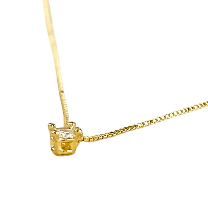 CZ Solitaire 18k Gold Filled Chain Necklace