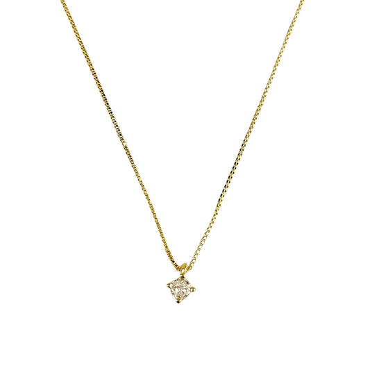 CZ Solitaire 18k Gold Filled Chain Necklace