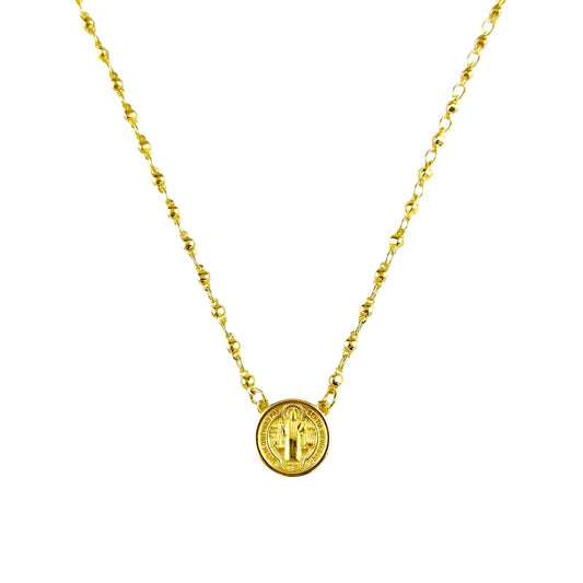 Saint Benedict Medal Bead-Chain 18k Gold Filled Necklace