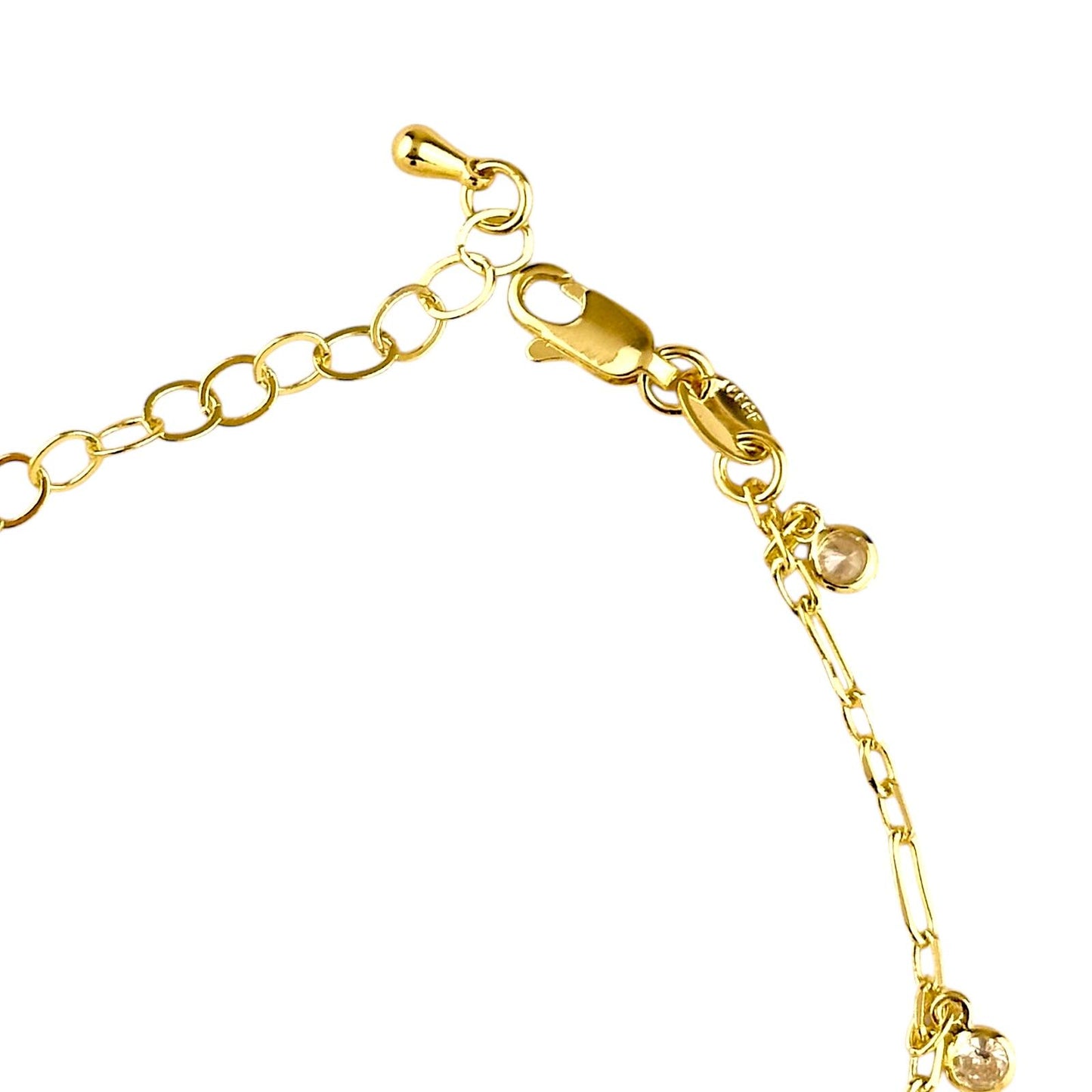 CZ Charms Paperclip Chain 18k Gold Filled Bracelet