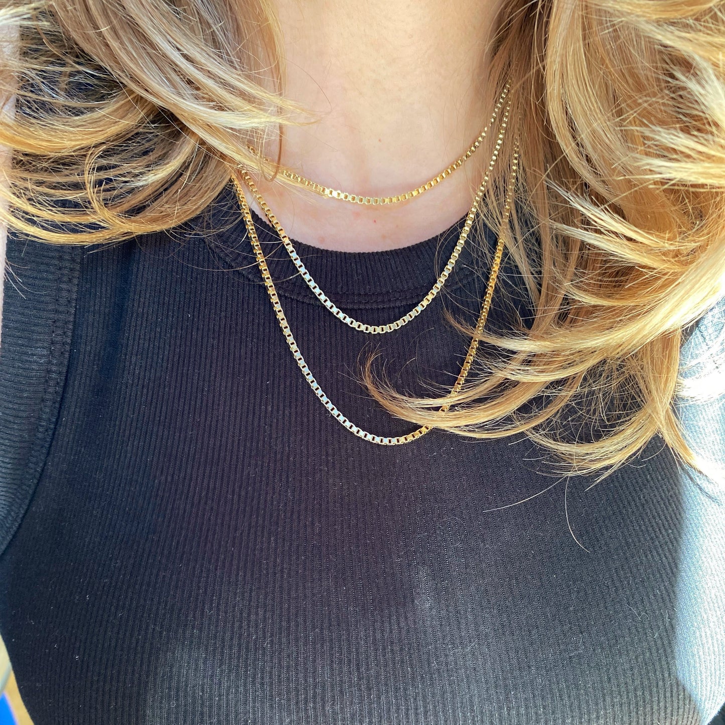 2mm Box Chain 18k Gold Filled Necklace