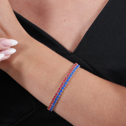 3mm Royal Blue CZ 18k Gold Filled Riviera Bracelet